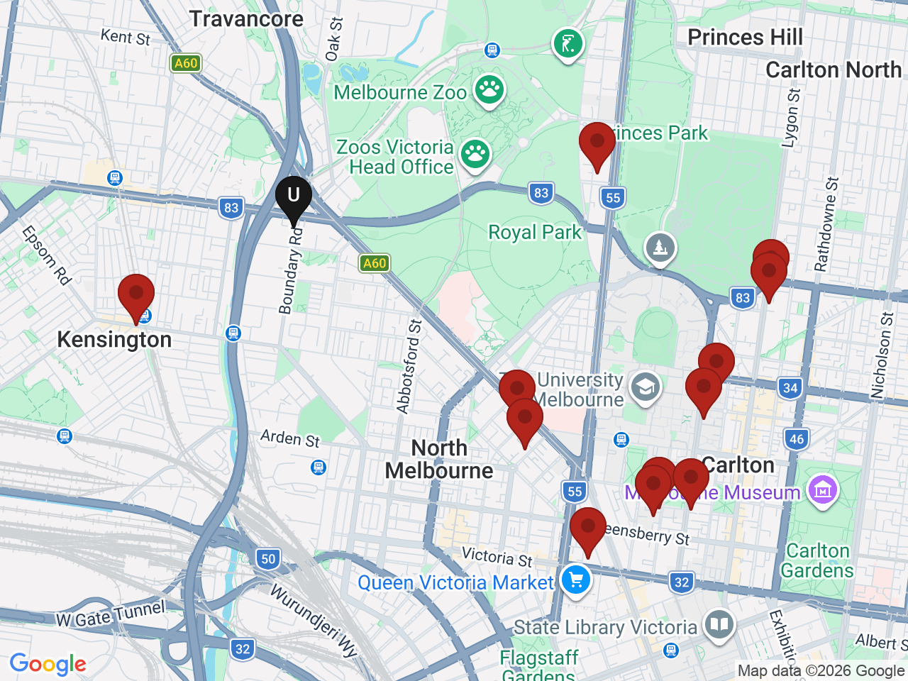 Map of UniLodge homes near Southern Cross Education Institute - Melbourne Campus