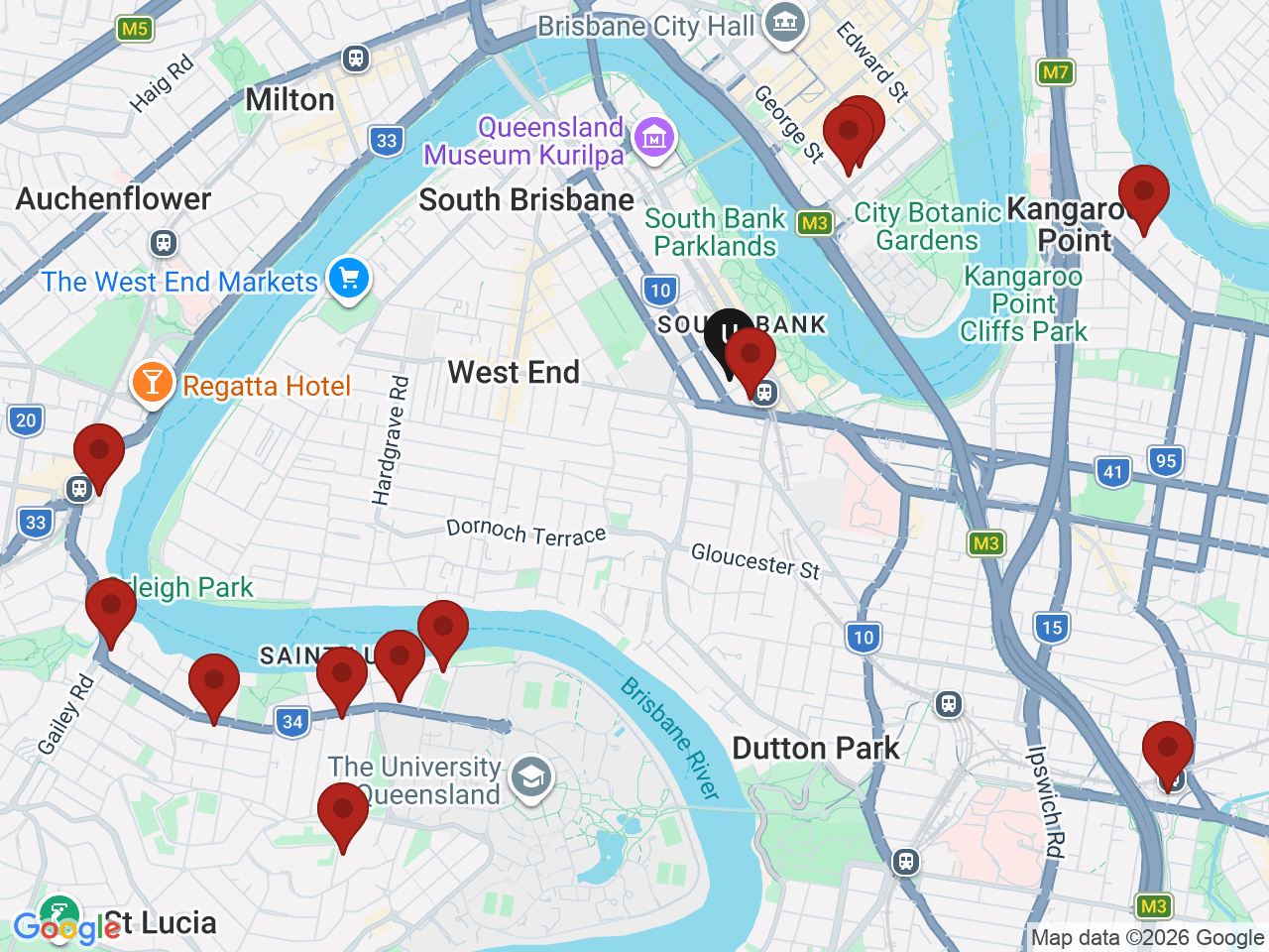 Map of UniLodge homes near TAFE Queensland - South Bank Campus