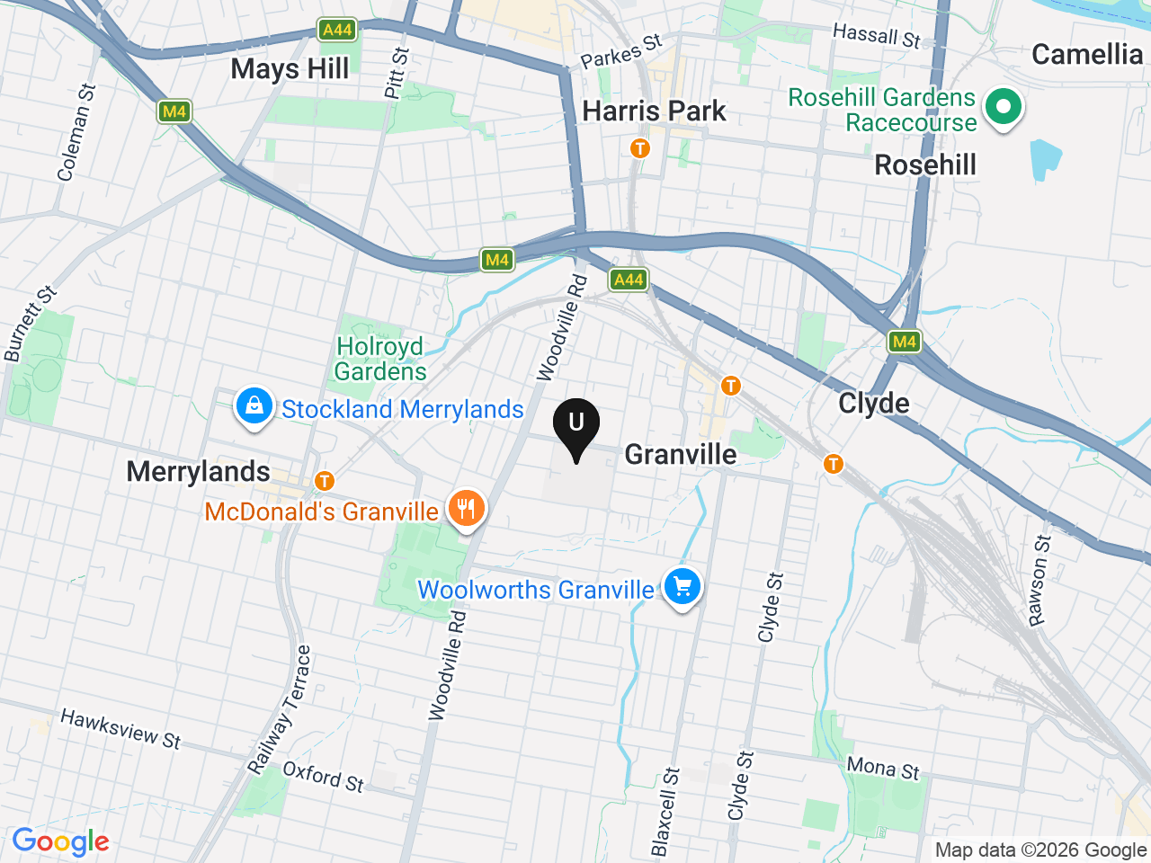 Map of UniLodge homes near Tafe Sydney - Granville