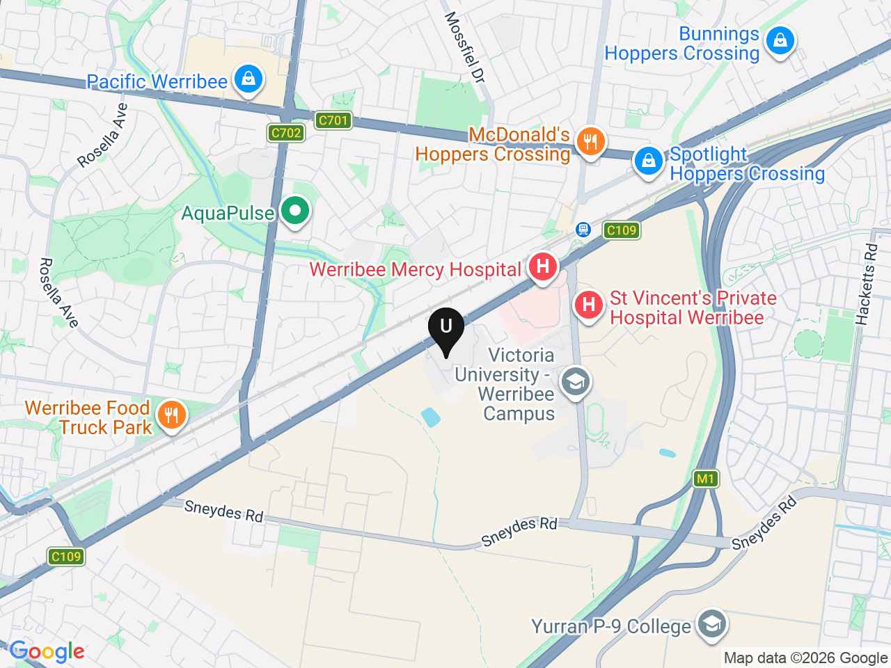 Map of UniLodge homes near University of Melbourne - Werribee Campus (Melbourne)
