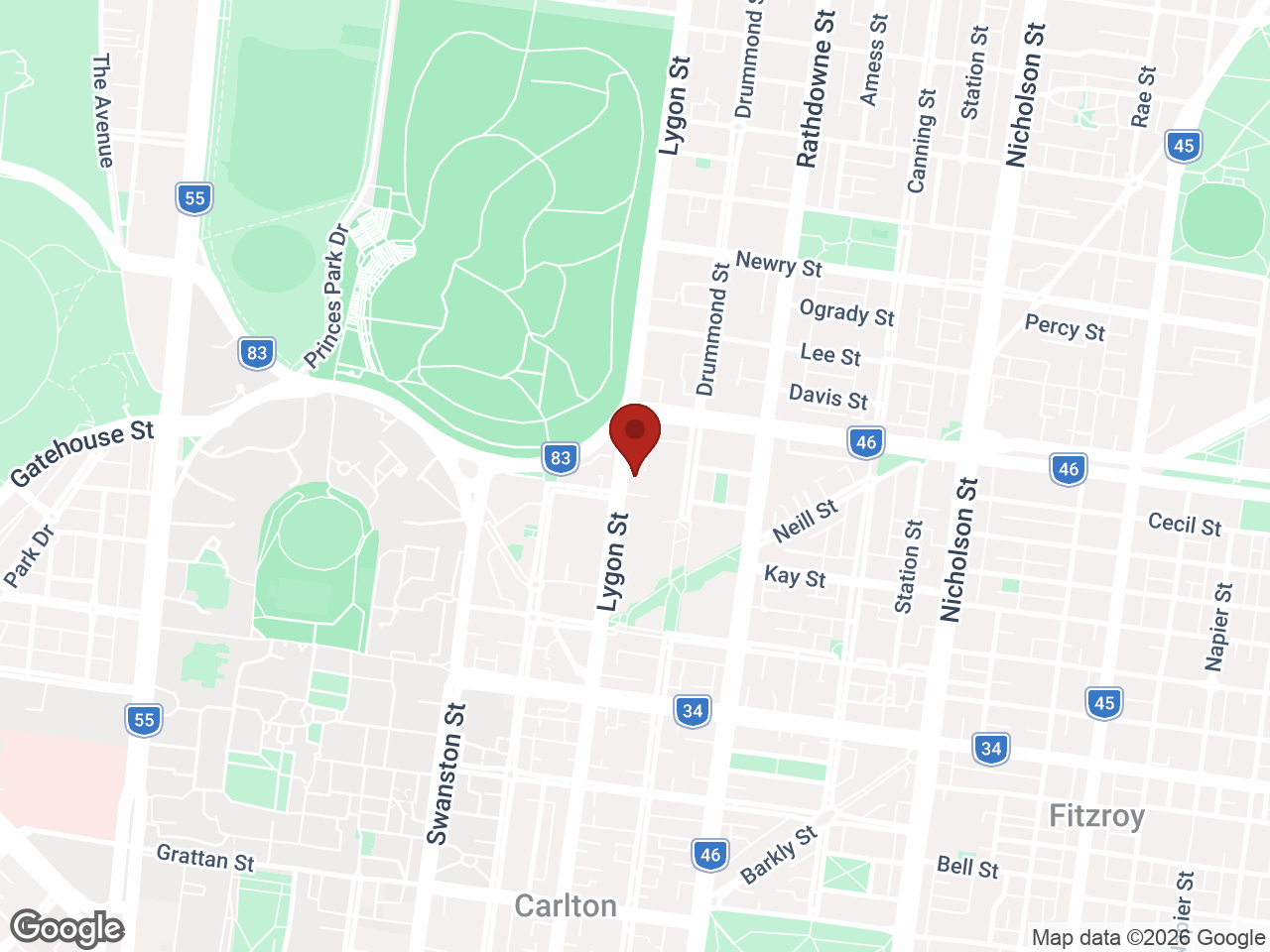 Map showing Student Living 550 Lygon, Carlton