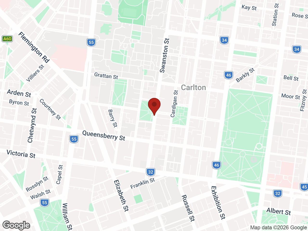 Map showing Student Living 570 Swanston, Carlton