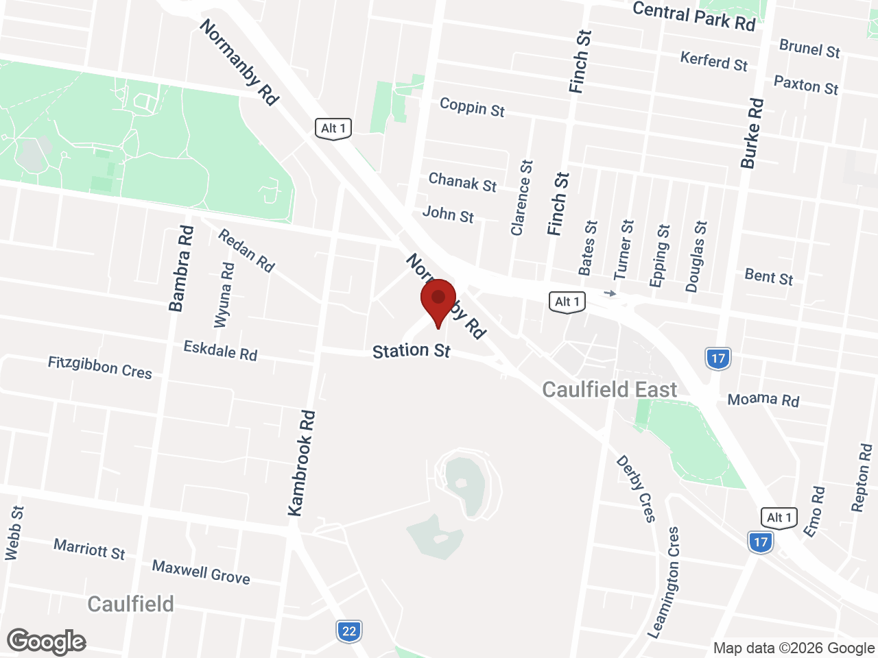 Map showing Caulfield Place, Caulfield North