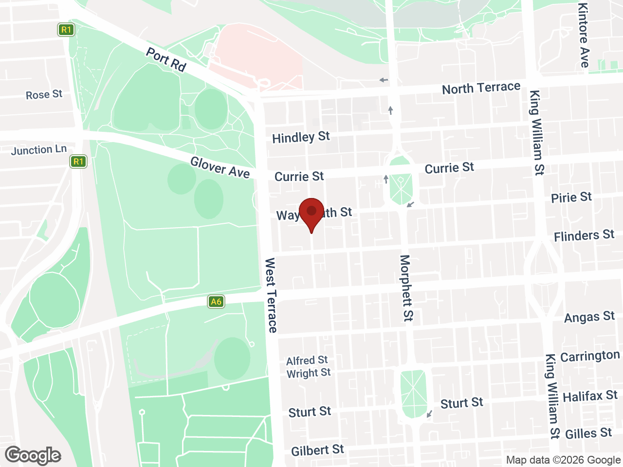 Map showing Student Living - City West, Adelaide