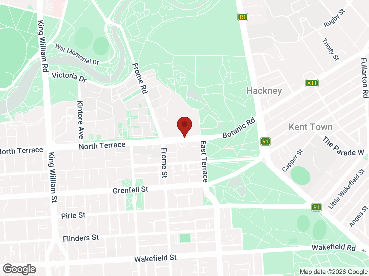 Map showing Student Living - East West, Adelaide