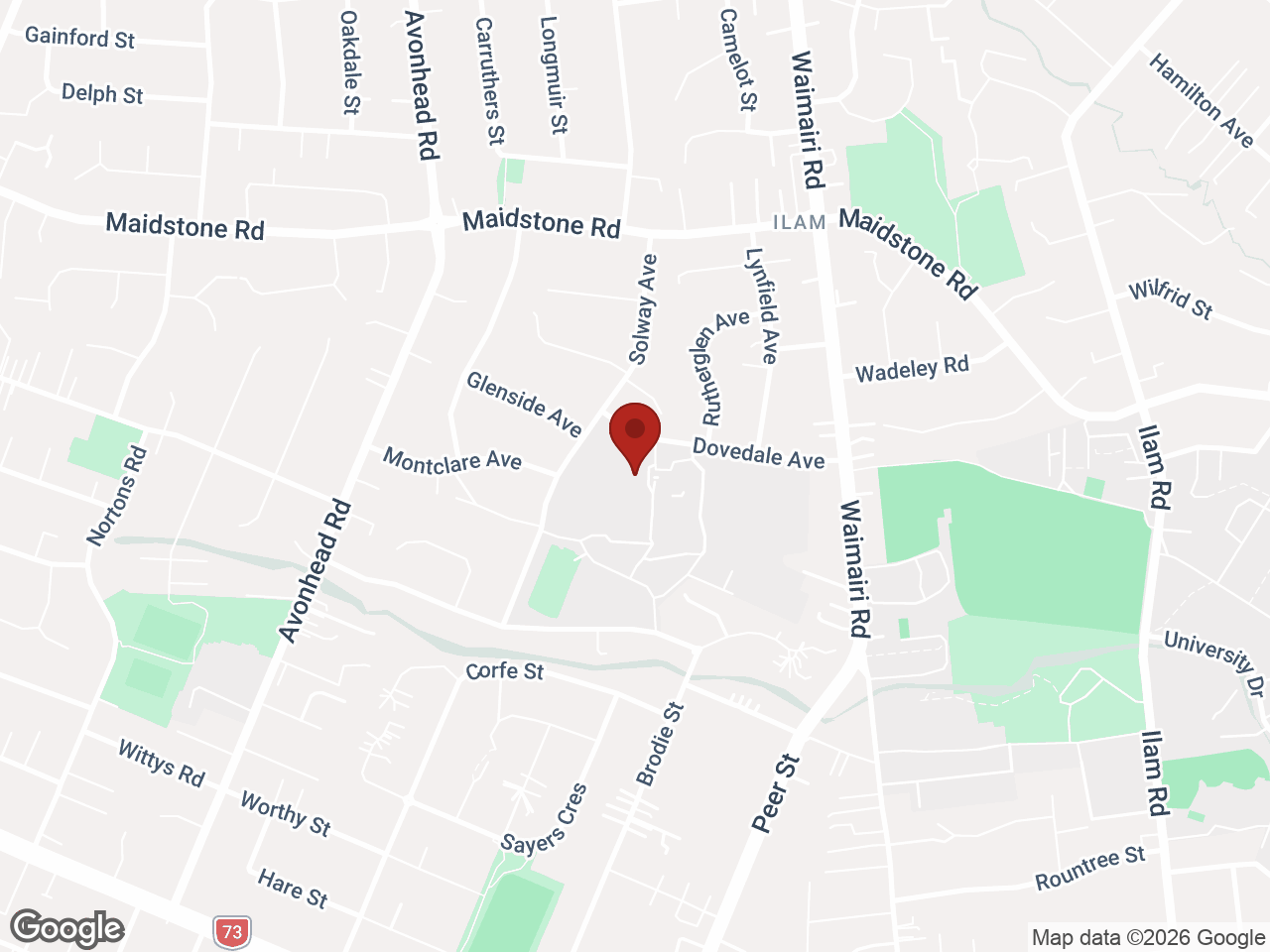 Map showing Dovedale Halls: Hayashi, Ilam