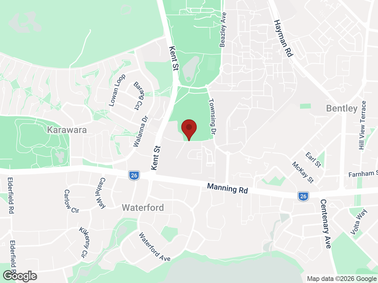 Map showing UniLodge at Curtin - Kurrajong Village, Bentley
