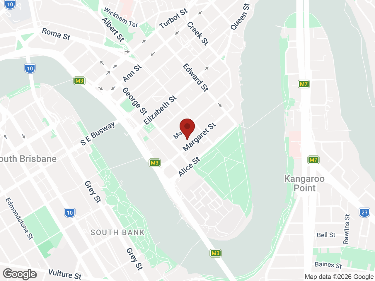Map showing UniLodge on Margaret, Brisbane City