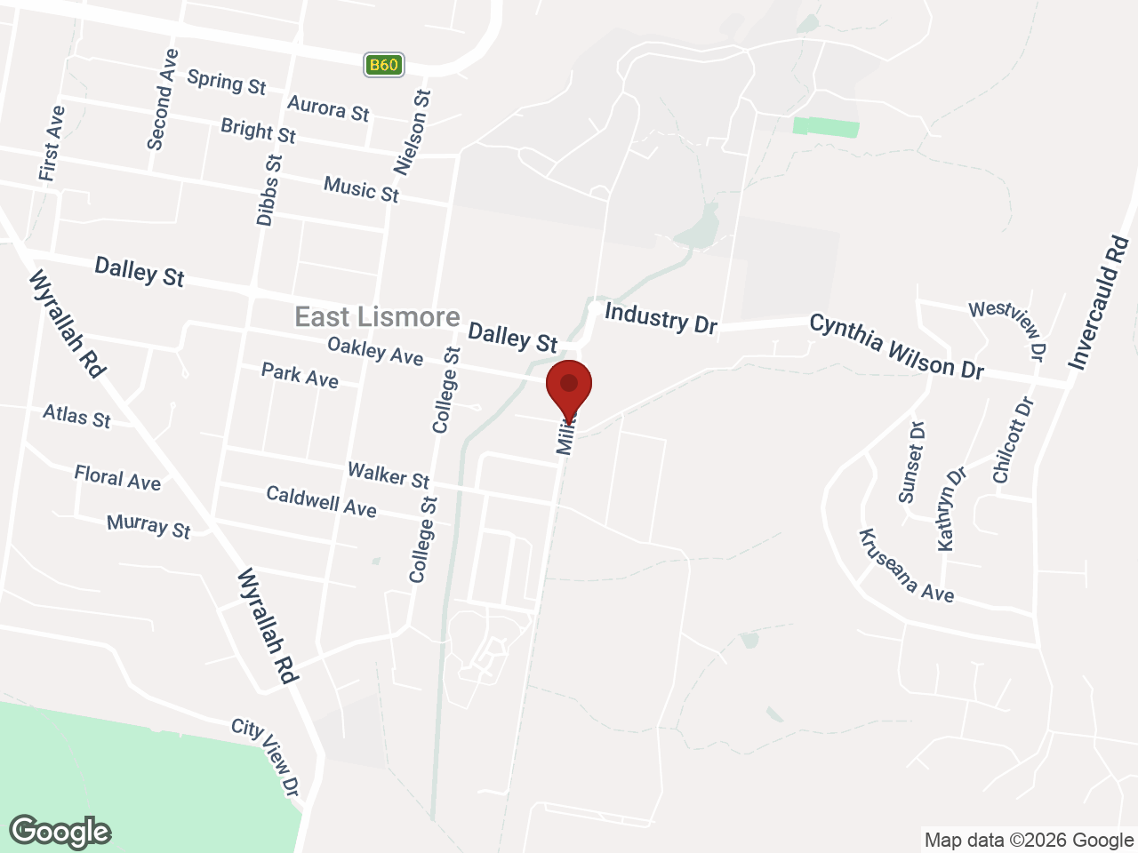 Map showing UniLodge SCU - Sirius, East Lismore