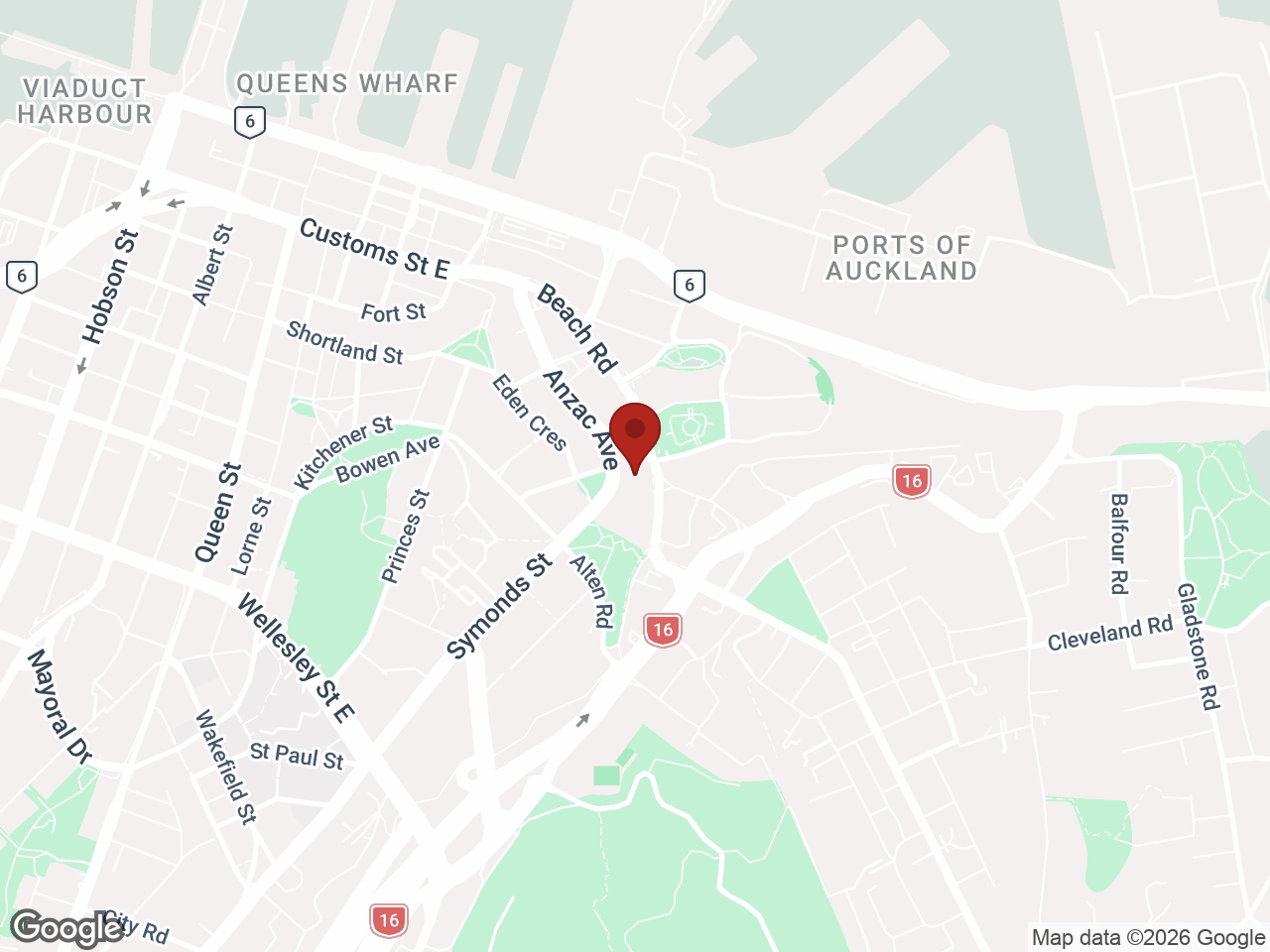 Map showing Te Tirohanga O Te Toangaroa, Auckland CBD