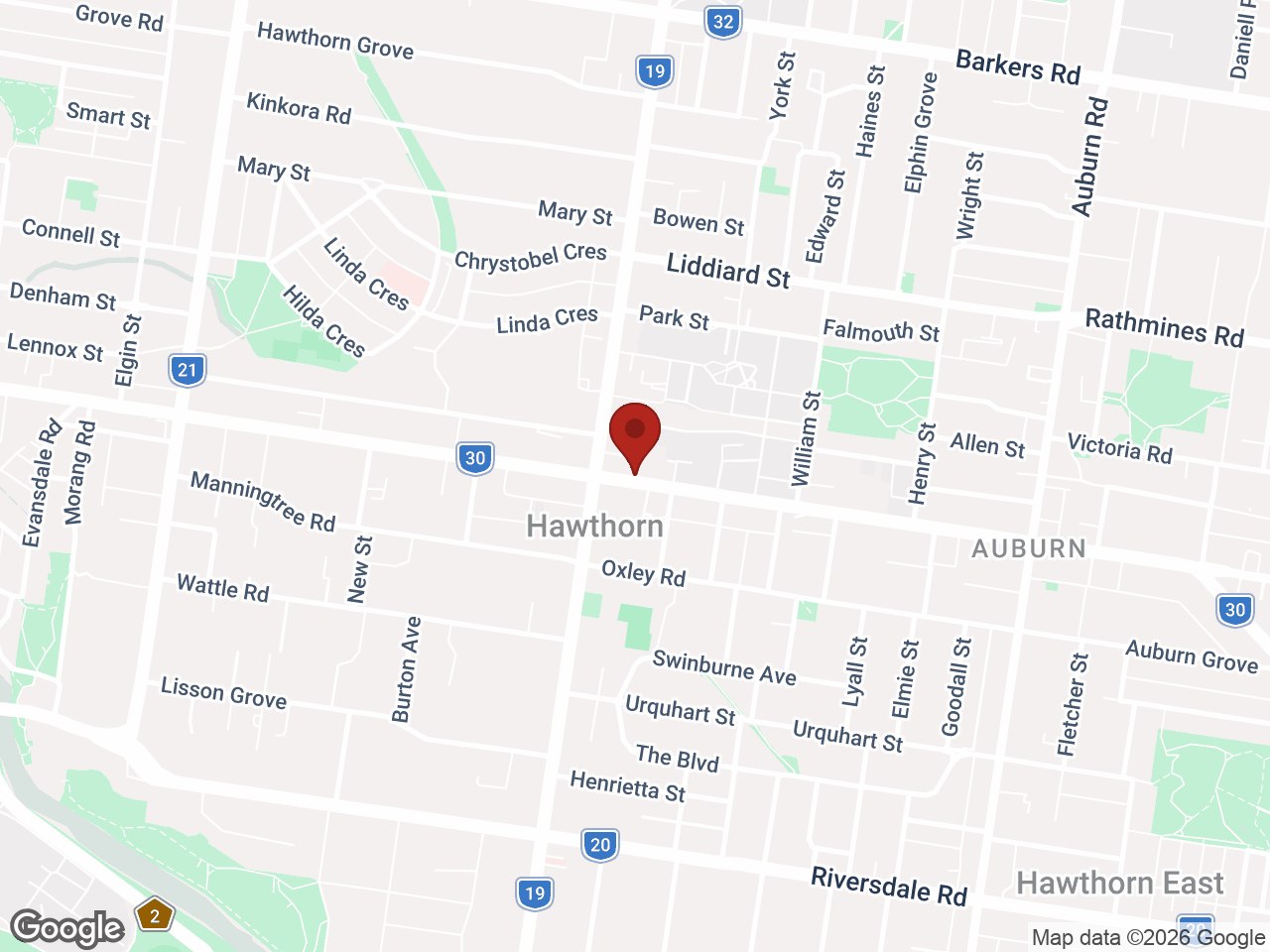 Map showing Student Living Vivida, Hawthorn