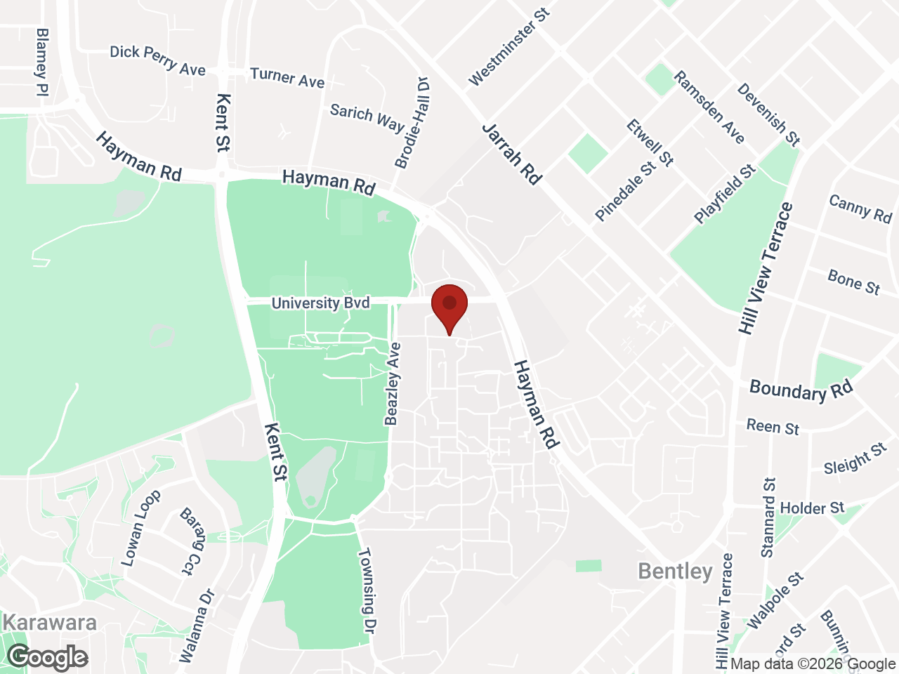 Map showing UniLodge at Curtin - Zamia Apartments, Bentley